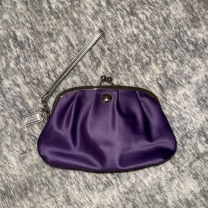 Coach Purple Satin Clutch with Silver Clasp